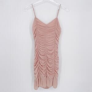 Papermoon Ruched Bodycon Mini‎ Dress Size Small Blush Pink Ditsy Babydoll y2k